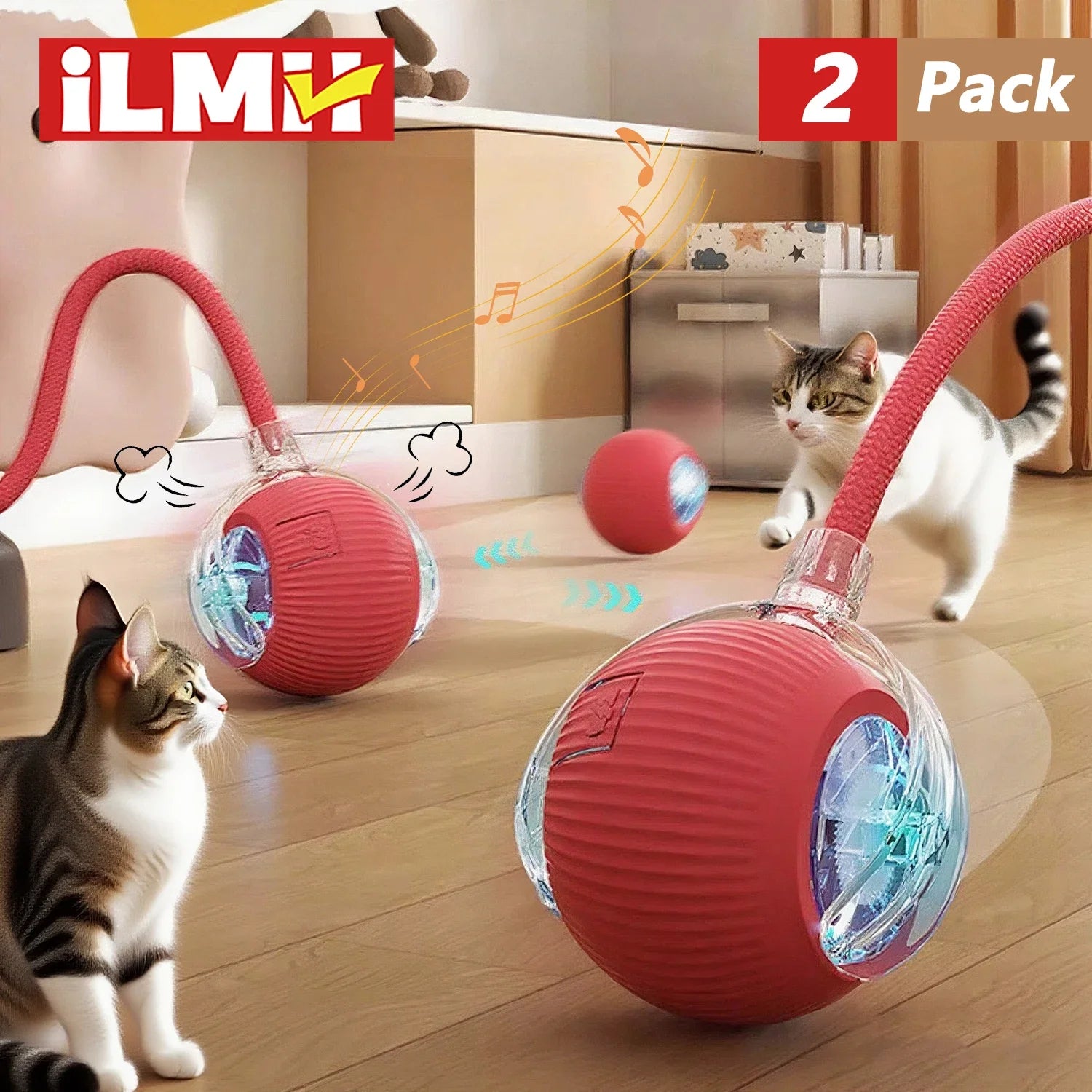 Cat Interactive Ball Toy Automatic Rolling Ball Faux Tail Rechargeable Smart Pet Electric Toy beunik