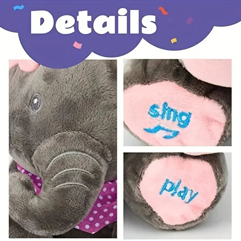 Baby Elephant Toys Plush Singing Elephant with Ears Moving Learning beunik