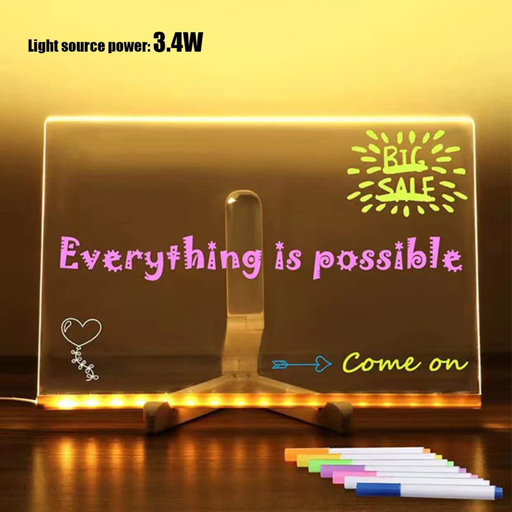 LED Messages Drawing Board With 7 Colorful Pens for Kids, Children and Reminders beunik