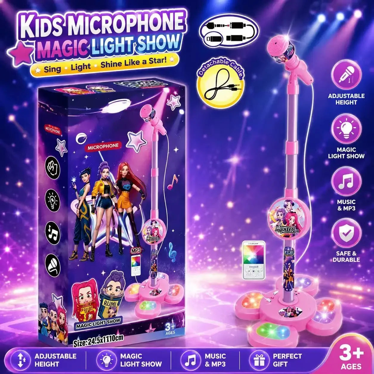 Kpop Karaoke Singing Microphone Set with Adjustable Stand