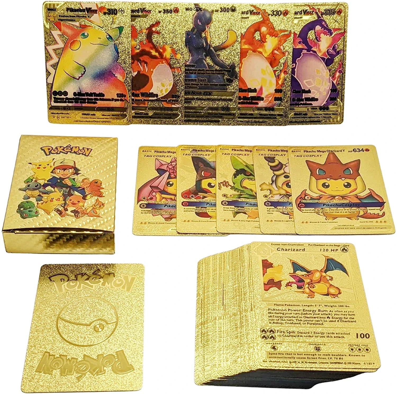 Pokemon Gold Foil Card VMAX GX Cards beunik