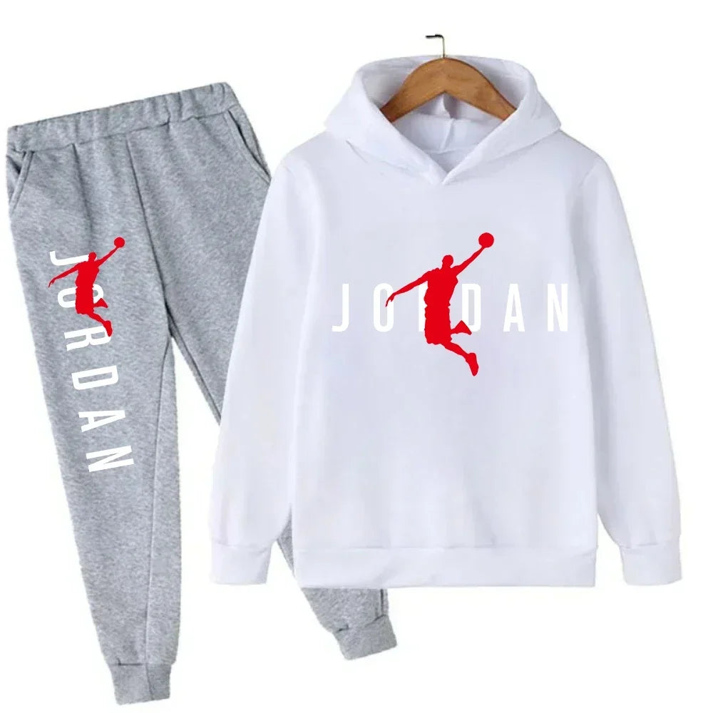 Kids Basketball Print Hoodie and Sweat pants – 2‑Piece Set