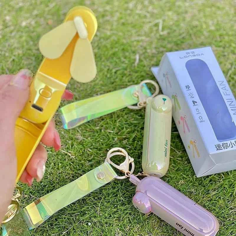 Cute Mini Fan Kipas Portable Hand Fold USB Chargable
