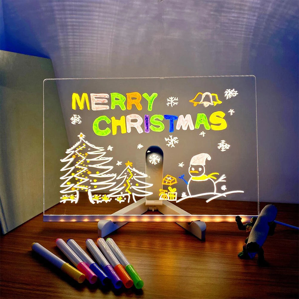 LED Messages Drawing Board With 7 Colorful Pens for Kids, Children and Reminders beunik