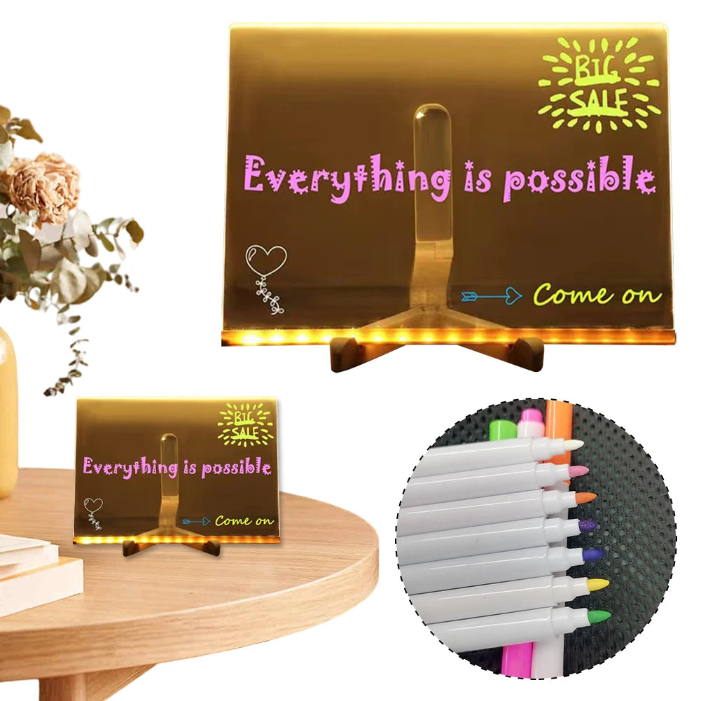 LED Messages Drawing Board With 7 Colorful Pens for Kids, Children and Reminders beunik