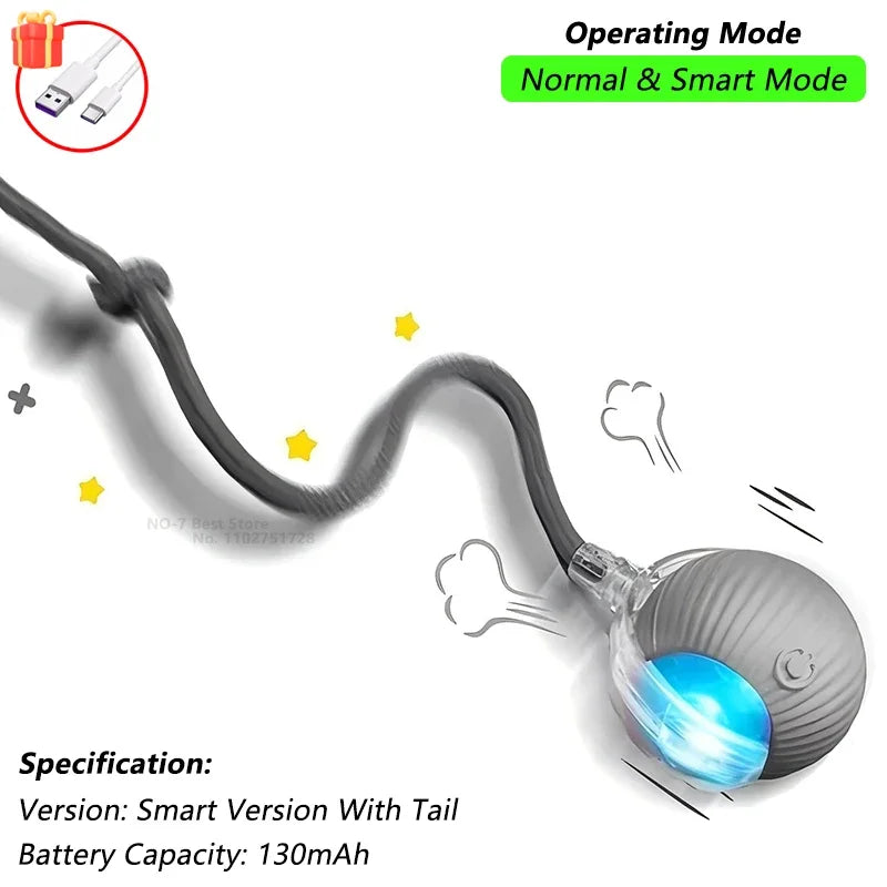 Cat Interactive Ball Toy Automatic Rolling Ball Faux Tail Rechargeable Smart Pet Electric Toy beunik