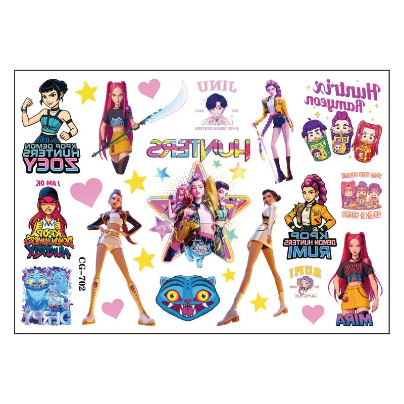 K-Pop Demon Hunter Temporary Tattoo Set