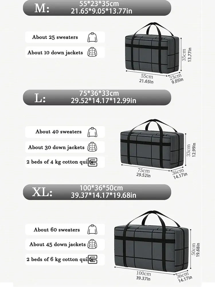 Large Capacity and Super Load-bearing Black Composite Material Storage Bag, Dustproof and Moisture-proof with Zipper beunik