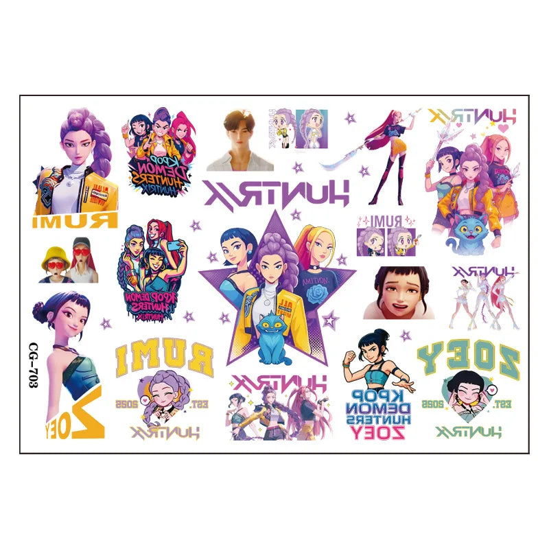 K-Pop Demon Hunter Temporary Tattoo Set