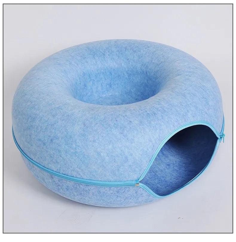 Donut Cat Bed Interactive Tunnel Pet Felt Indoor Toys beunik