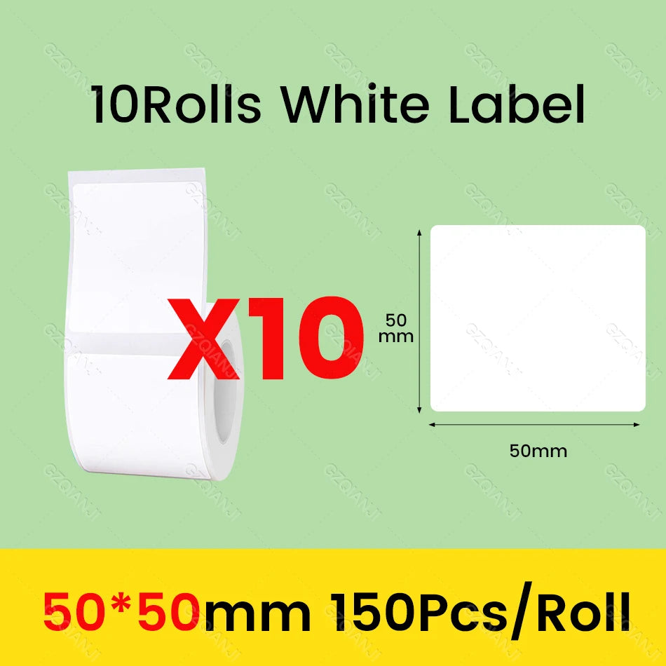 NiiMbot Label Rolls – Waterproof, Anti‑Oil, Tear‑Resistant White Stickers (3/5/10 Pack)
