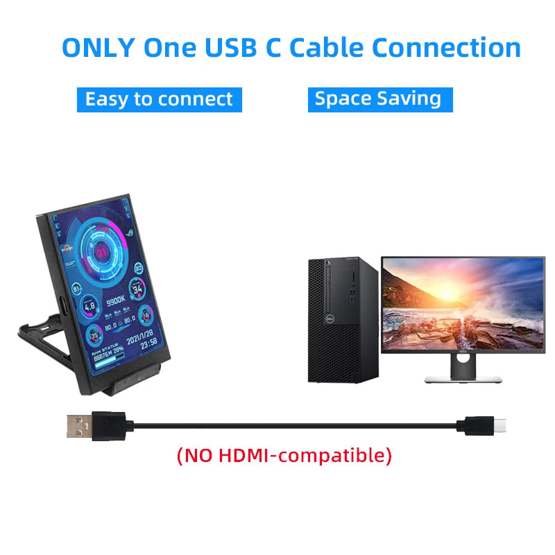 3.5 Inch IPS Type C Secondary Screen for Computer Stats beunik
