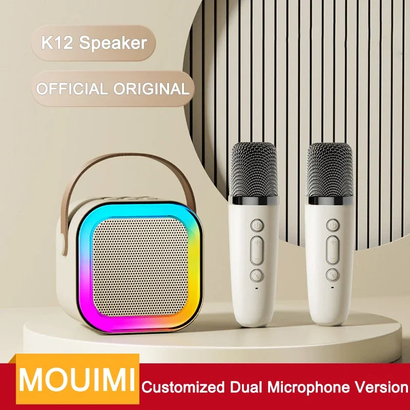 Karaoke Machine Portable Bluetooth Speaker With 1-2 Wireless Microphones HiFi Family Kids beunik