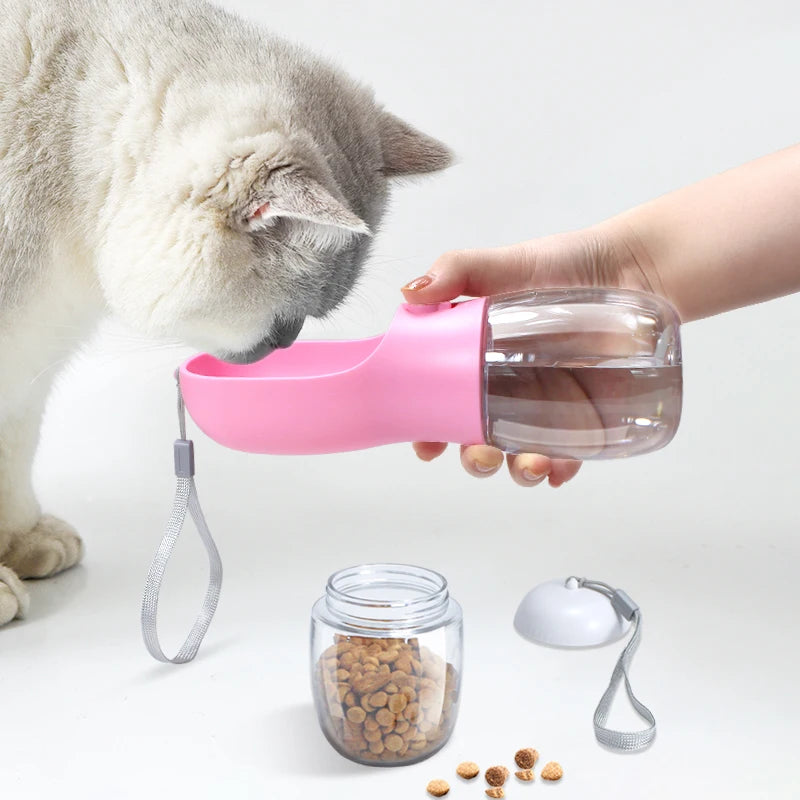 Pet Travel Companion: 2-in-1 Portable 300ml Water Bottle and Food Dispenser for Dogs and Cats beunik