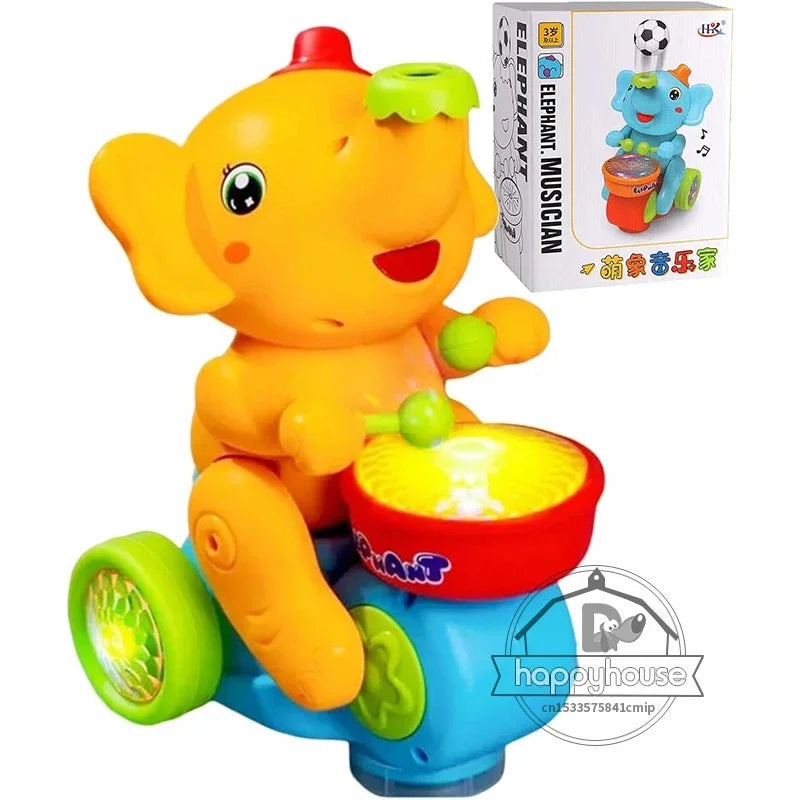 Musical Walking Elephant Drummer Toys for Kids Musical Toy with LED Light Music Sensory Learning Educational Toys beunik