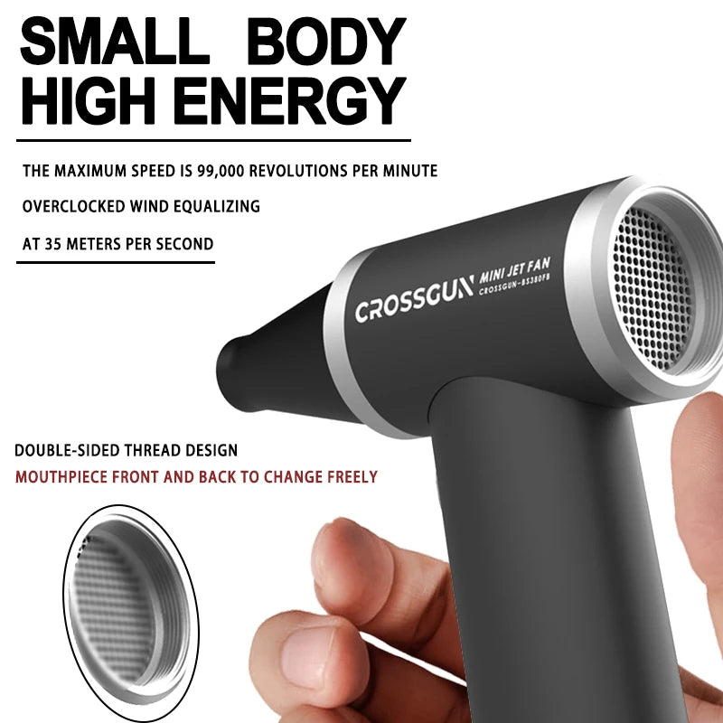 CrossGun Mini Jet Turbo Strong Fan Portable Handheld With LED 99000RPM beunik