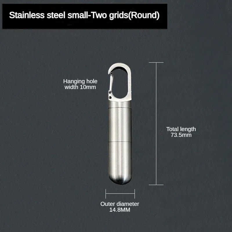 Portable Mini Stainless Steel Sealed Capsule Waterproof Pill Box