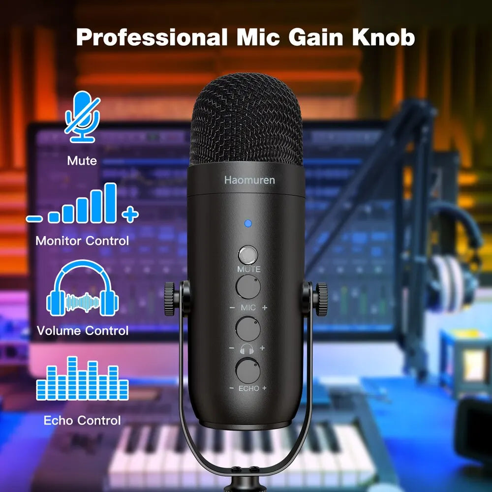 Professional USB Streaming Podcast PC Microphone Studio Cardioid Condenser