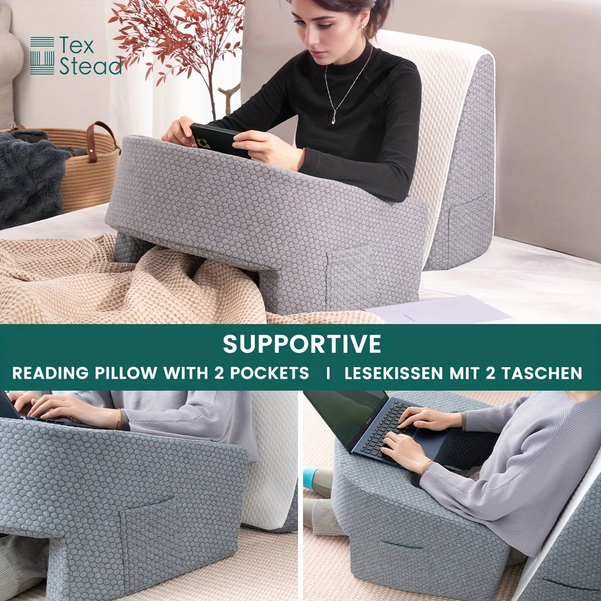 Soft Reading Pillow Arm Rest Lap Desk Pillow for Gaming and Working beunik