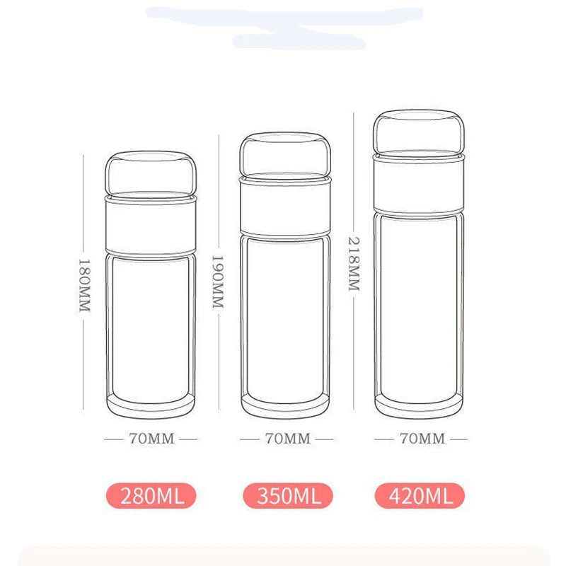 Tea Water Bottle Glass Double Layer Infuser Tumbler beunik