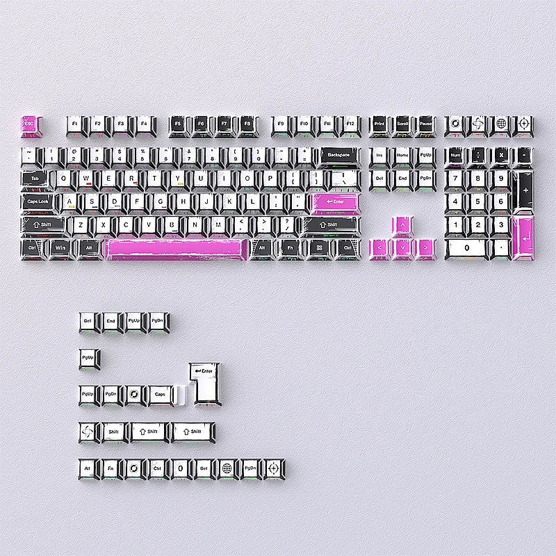 Manga Anime PBT Keycap Set – 136 Keys, Cherry Profile for Mechanical Gaming Keyboards