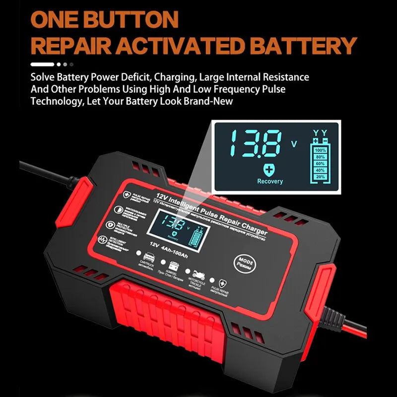 Car Battery Charger 12V 6A Pulse Repair LCD Display Smart Fast Charge beunik