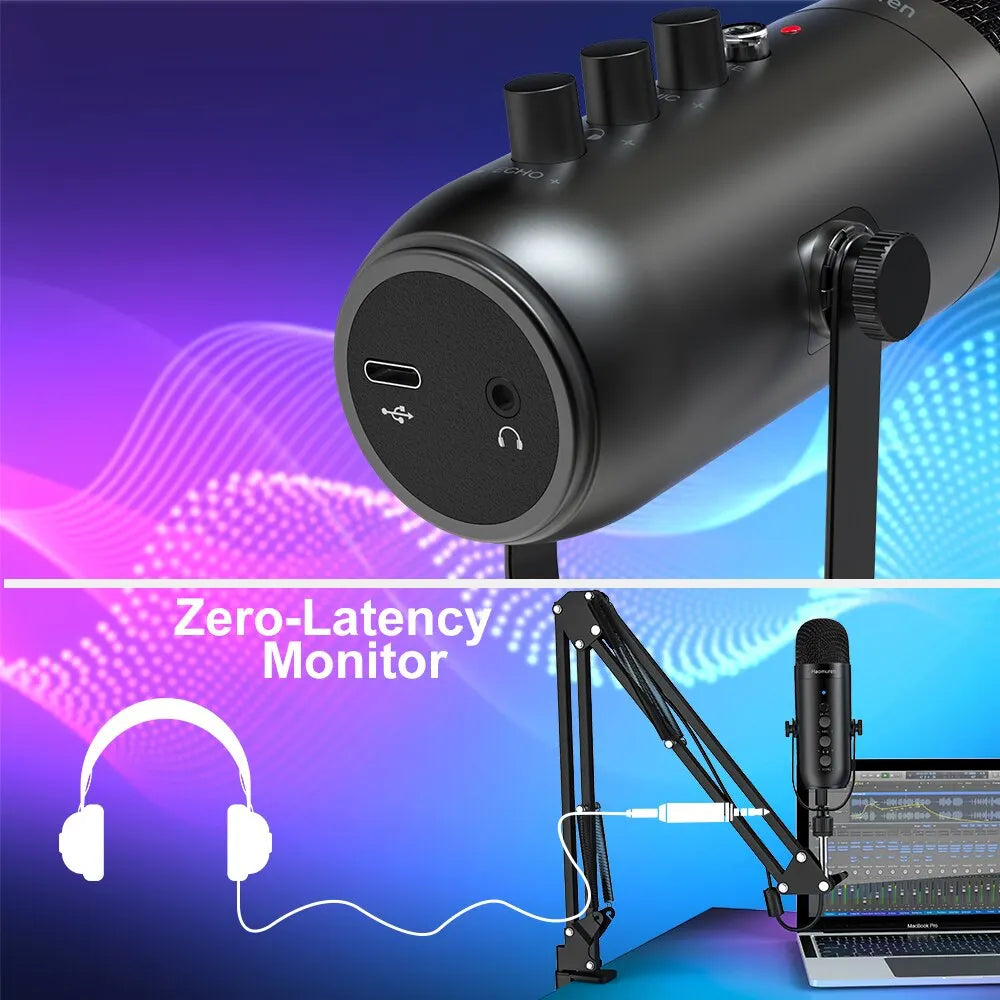 Professional USB Streaming Podcast PC Microphone Studio Cardioid Condenser