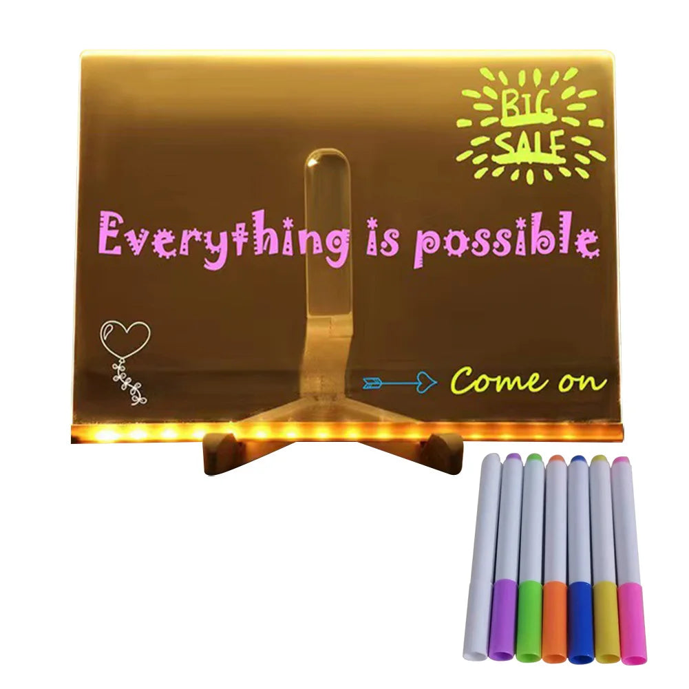 LED Messages Drawing Board With 7 Colorful Pens for Kids, Children and Reminders beunik