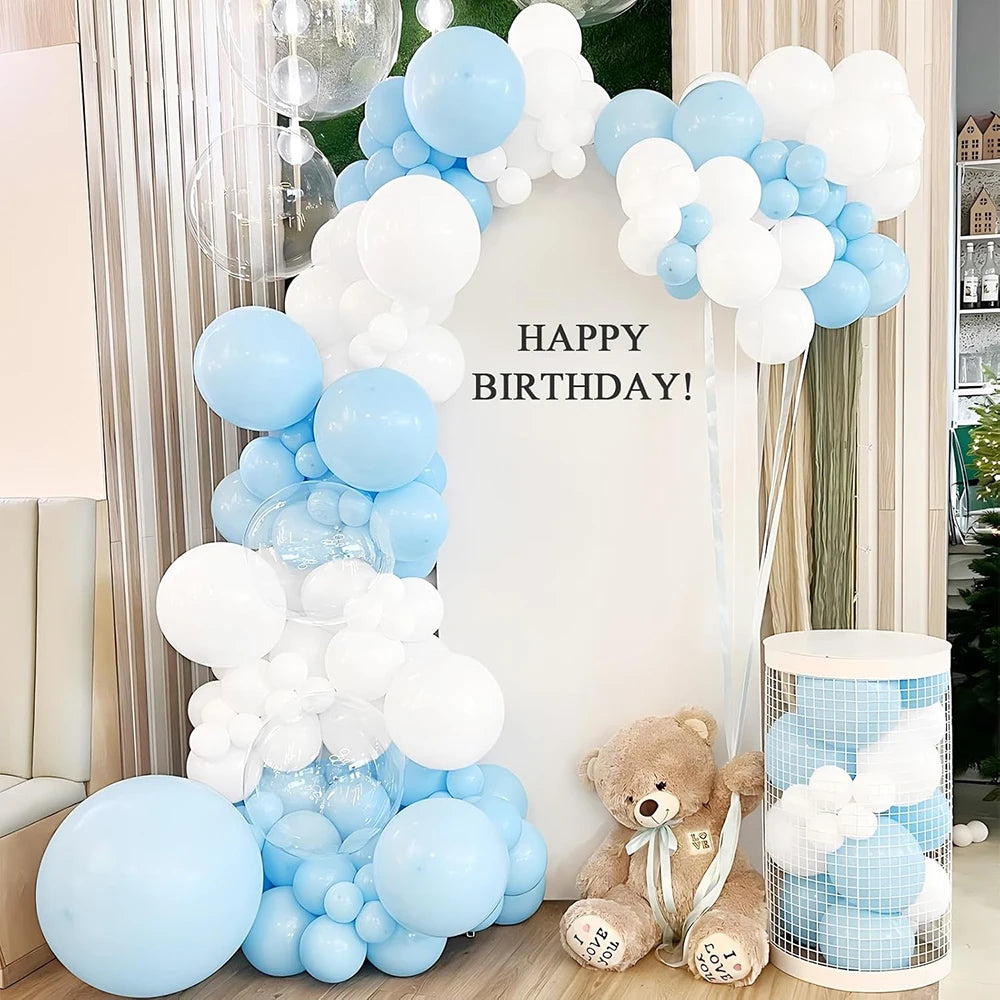 Baby Blue & White Pastel Balloon Garland – Elegant Party Arch Kit