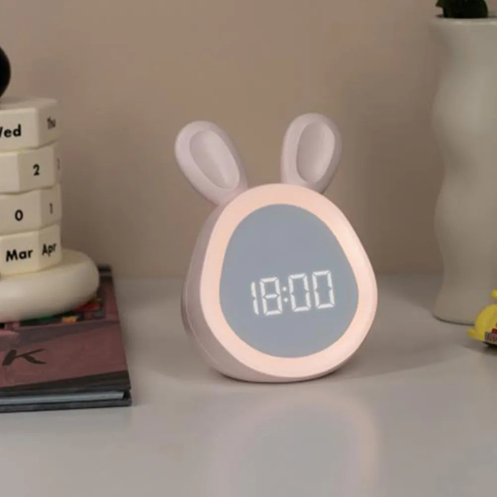 Kids Rabbit Alarm Clock With Night Light Stepless Dimming beunik