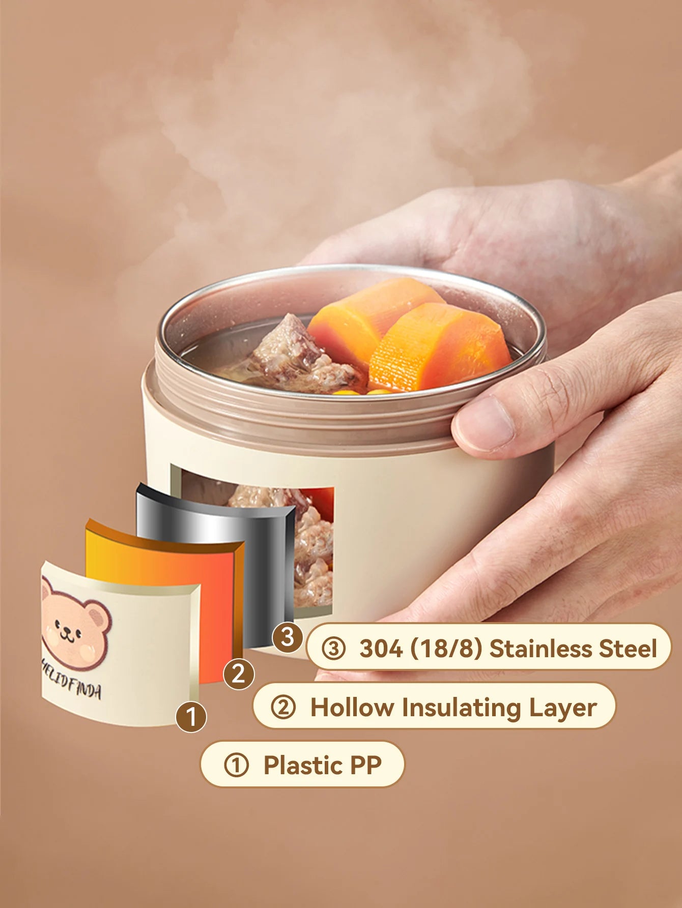Beunik ThermoBento™ Lunch Box Set – 18/8 Stainless Steel Thermal Food Container with Insulated Bag