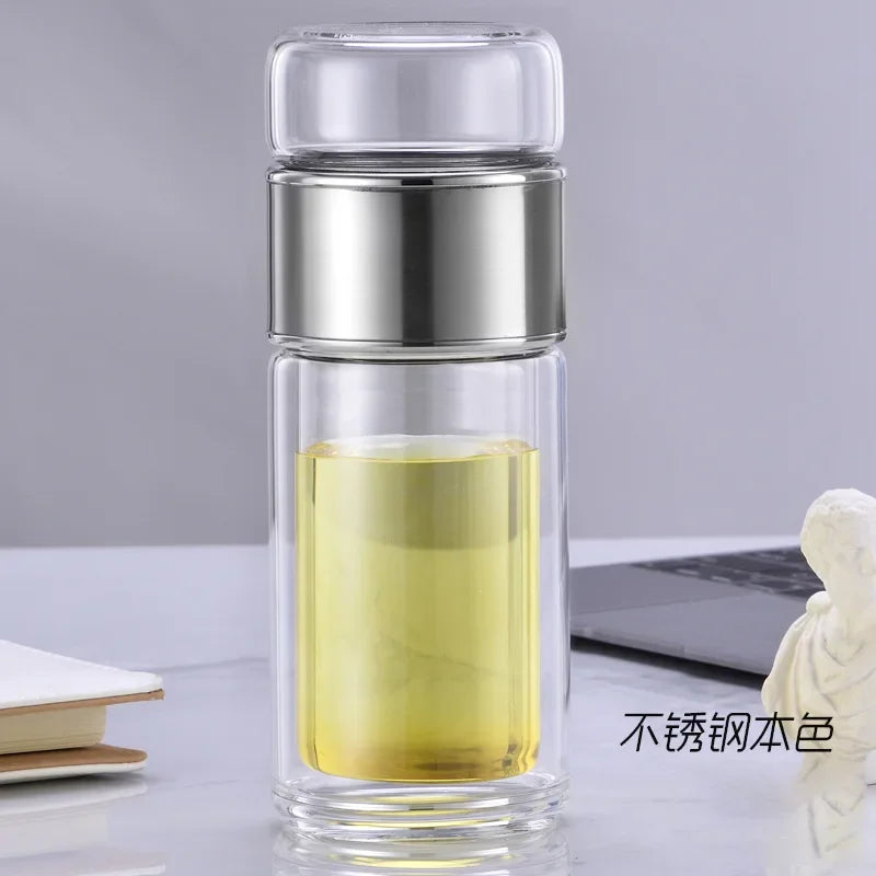 Tea Water Bottle Glass Double Layer Infuser Tumbler beunik