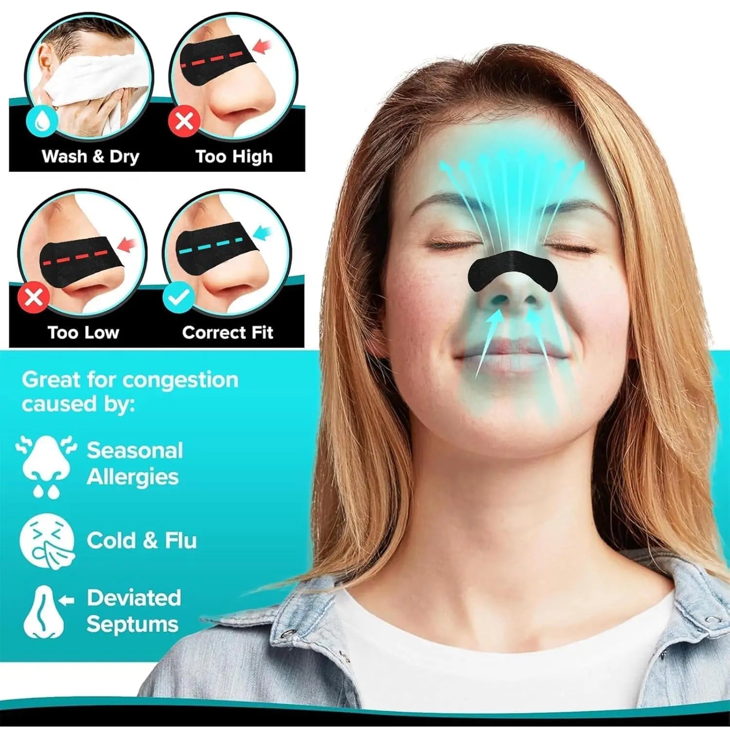 Physical Expansion Breathable Nasal Patch Anti Snoring Nose Strips for Breathing Correction beunik