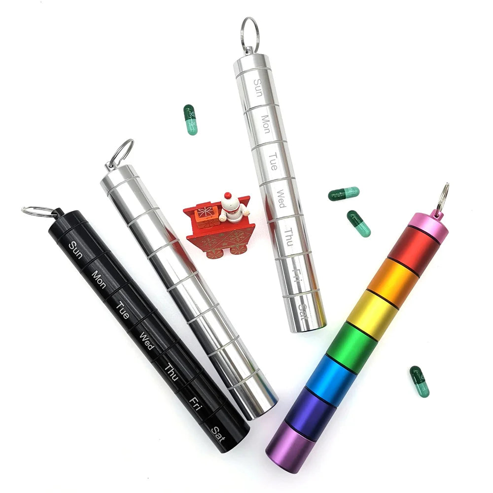 Stackable Aluminium Pill Organizer – 7-Day Travel Case