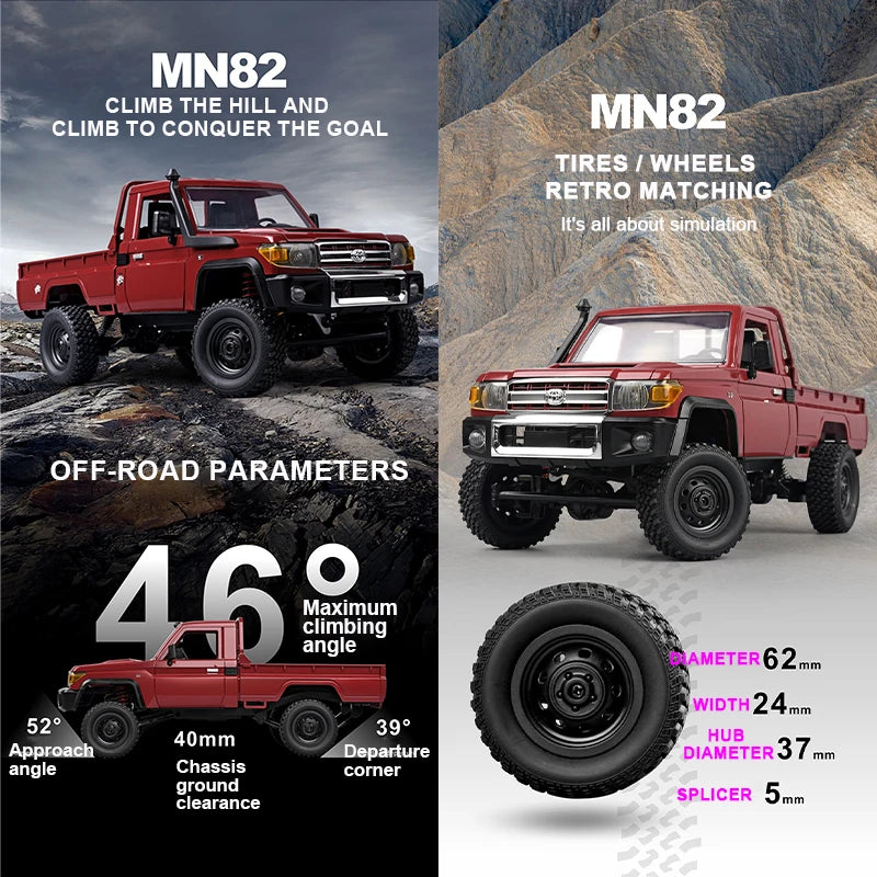 4WD Remote Control Pickup RC Truck Model Toys with LED's beunik