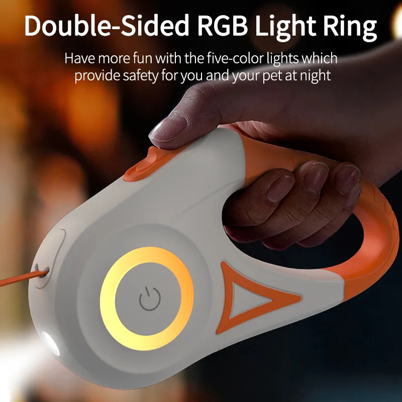 5M Automatic Retractable Dog Leash LED Luminous Leading Fashion Light Straps