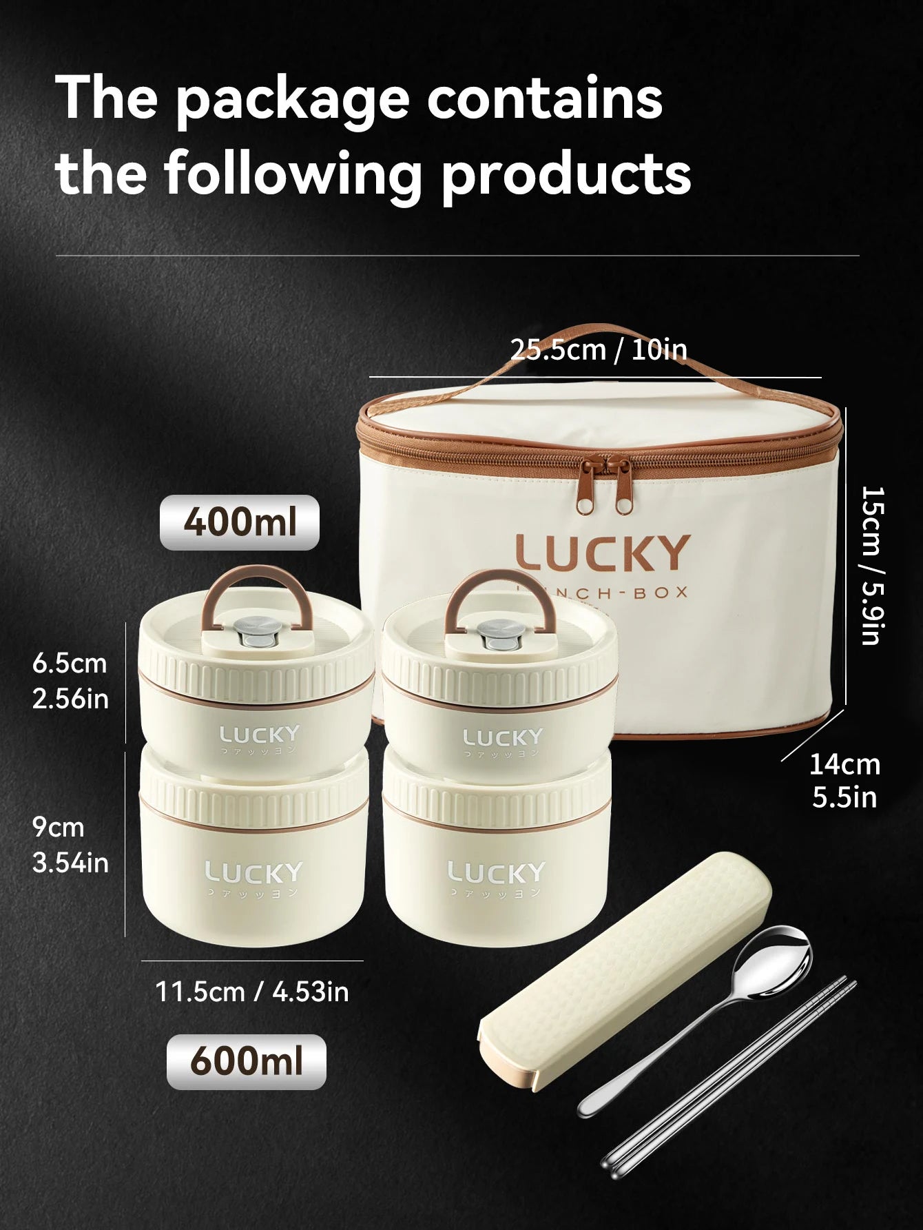 Beunik ThermoBento™ Lunch Box Set – 18/8 Stainless Steel Thermal Food Container with Insulated Bag