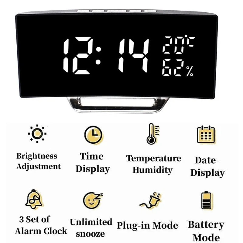 Curved Screen Digital Alarm Clock beunik