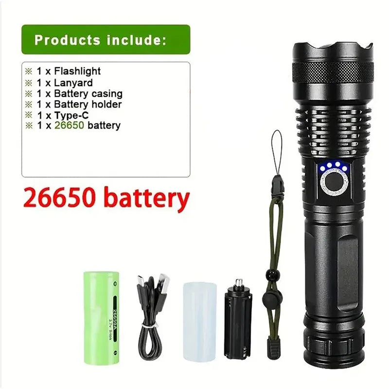 Outdoor High Power LED Flashlight Rechargeable Torch Tactical Lantern beunik