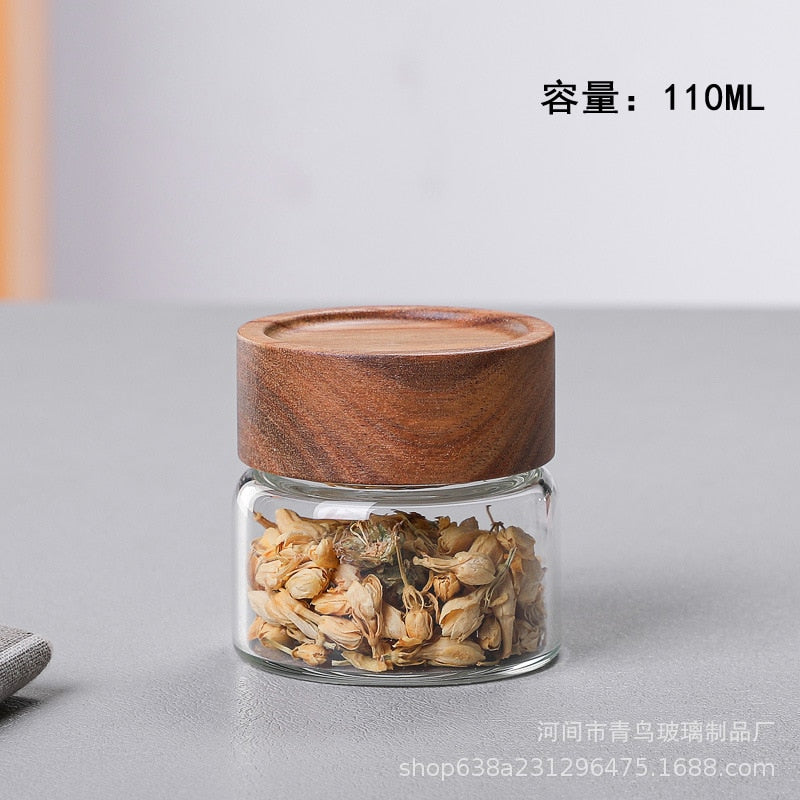 Glass Storage Jar with Wood Screw Lid