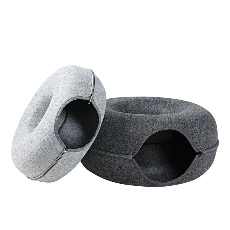 Donut Cat Bed Interactive Tunnel Pet Felt Indoor Toys beunik