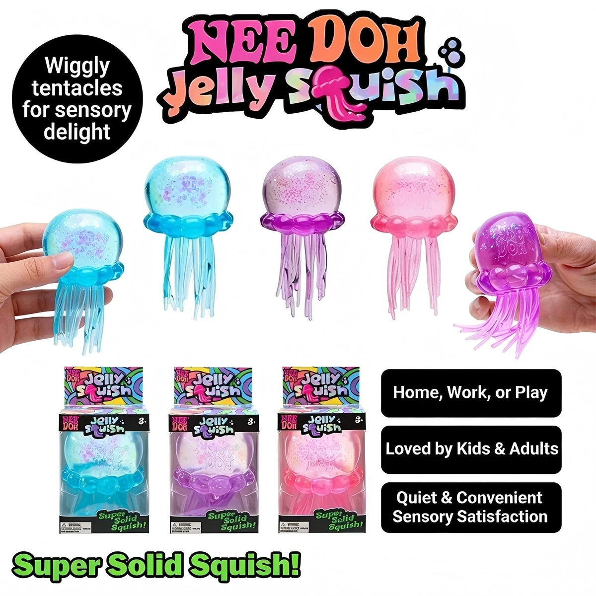 Nee Doh Jellyfish & Cube Squish Stress Toy beunik