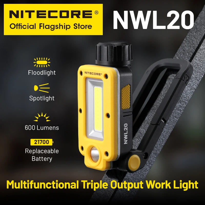 USB-C Rechargeable Work Light 180° Adjustable Multifunctional Triple Output Floodlight Spotlight beunik