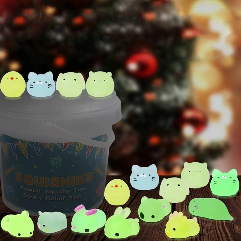 Kids Kawaii Animals Squishies Mochi Squishy Toys Glow in The Dark (12/36PCS) beunik