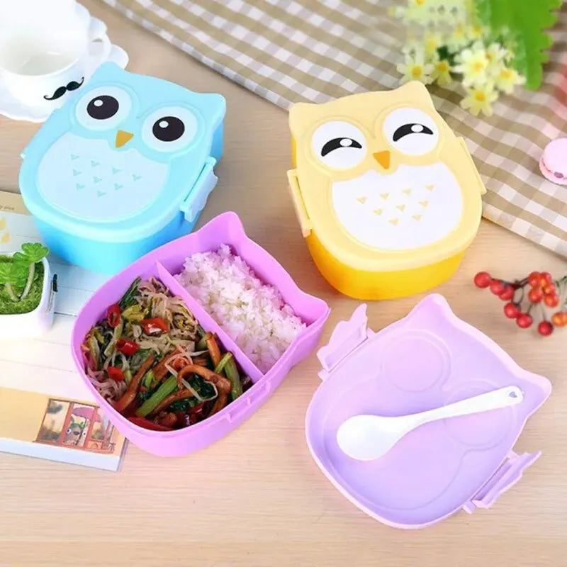 Baby Owl Portable Plastic Children Students Lunch Box Bento Box beunik