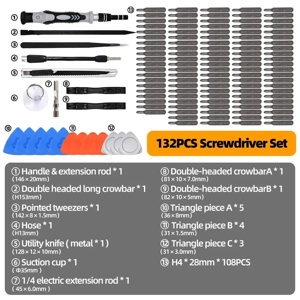 Precision Screwdriver Set 132 in 1 Magnetic Screw Driver Bits