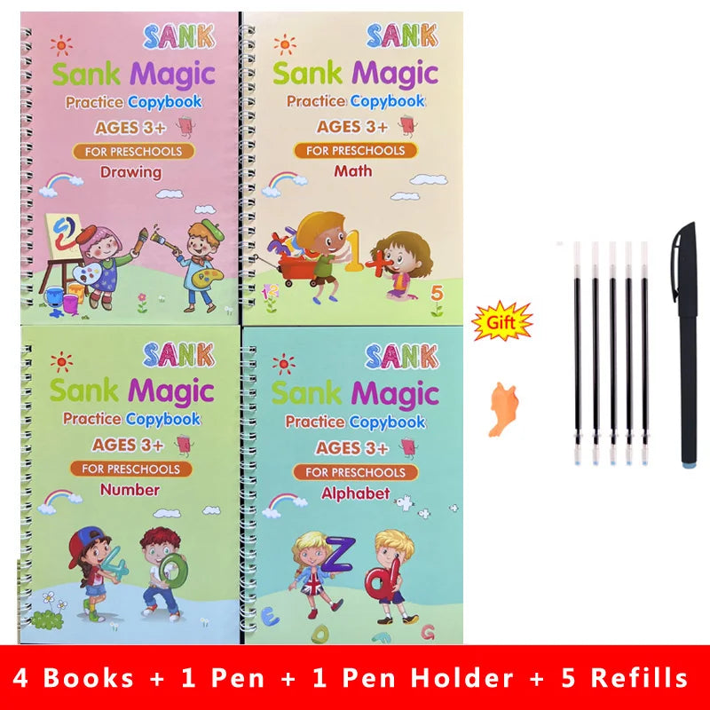 Sank Magic Practice Copybook Pen Preschools Kids Calligraphy (4pcs) beunik