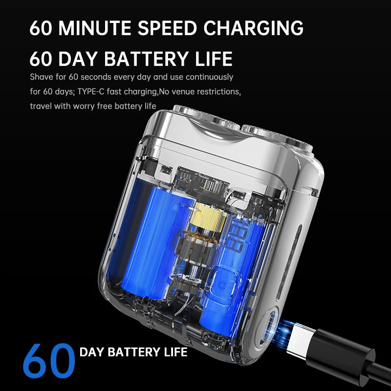 Mini Electric Smart Shaver Household Shaver Digital Display Dual Blade Rechargeable beunik