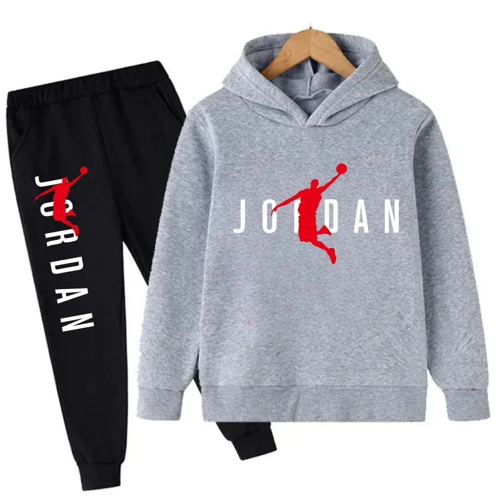 Kids Basketball Print Hoodie and Sweat pants – 2‑Piece Set