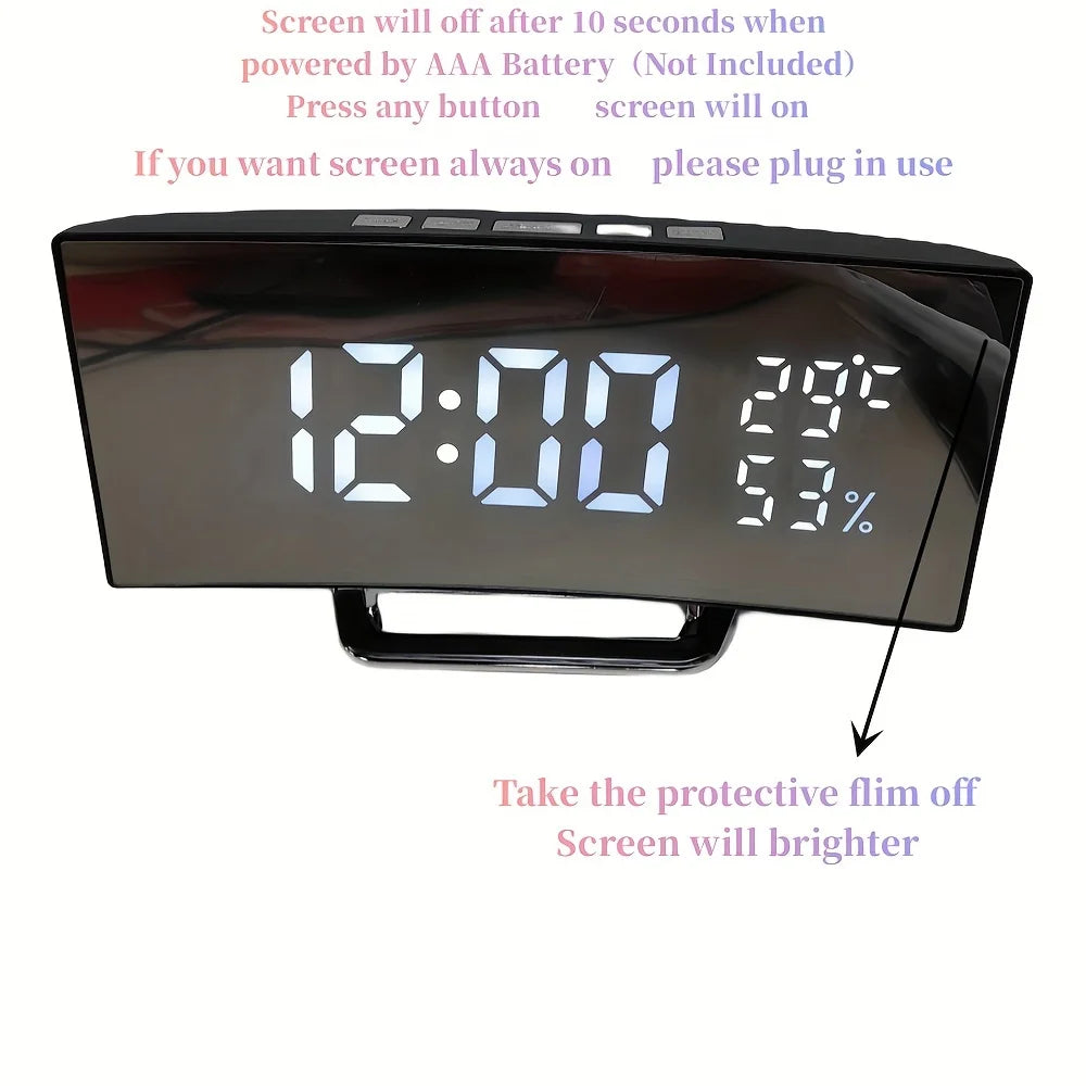 Curved Screen Digital Alarm Clock beunik